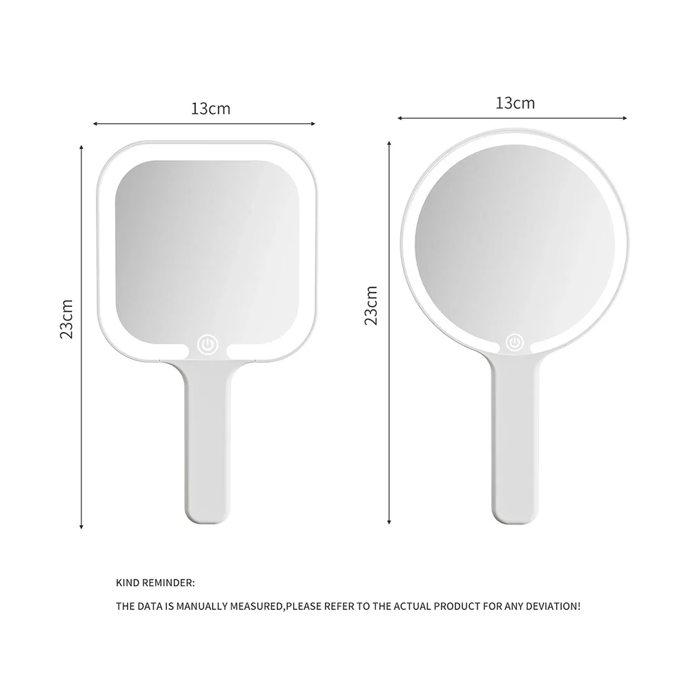 LED Smart Makeup Mirror Hand-held Carry 3 Colors Adjust Bright with Touch Screen Cosmetic Tabletop Vanty Mirror Travel Home Use