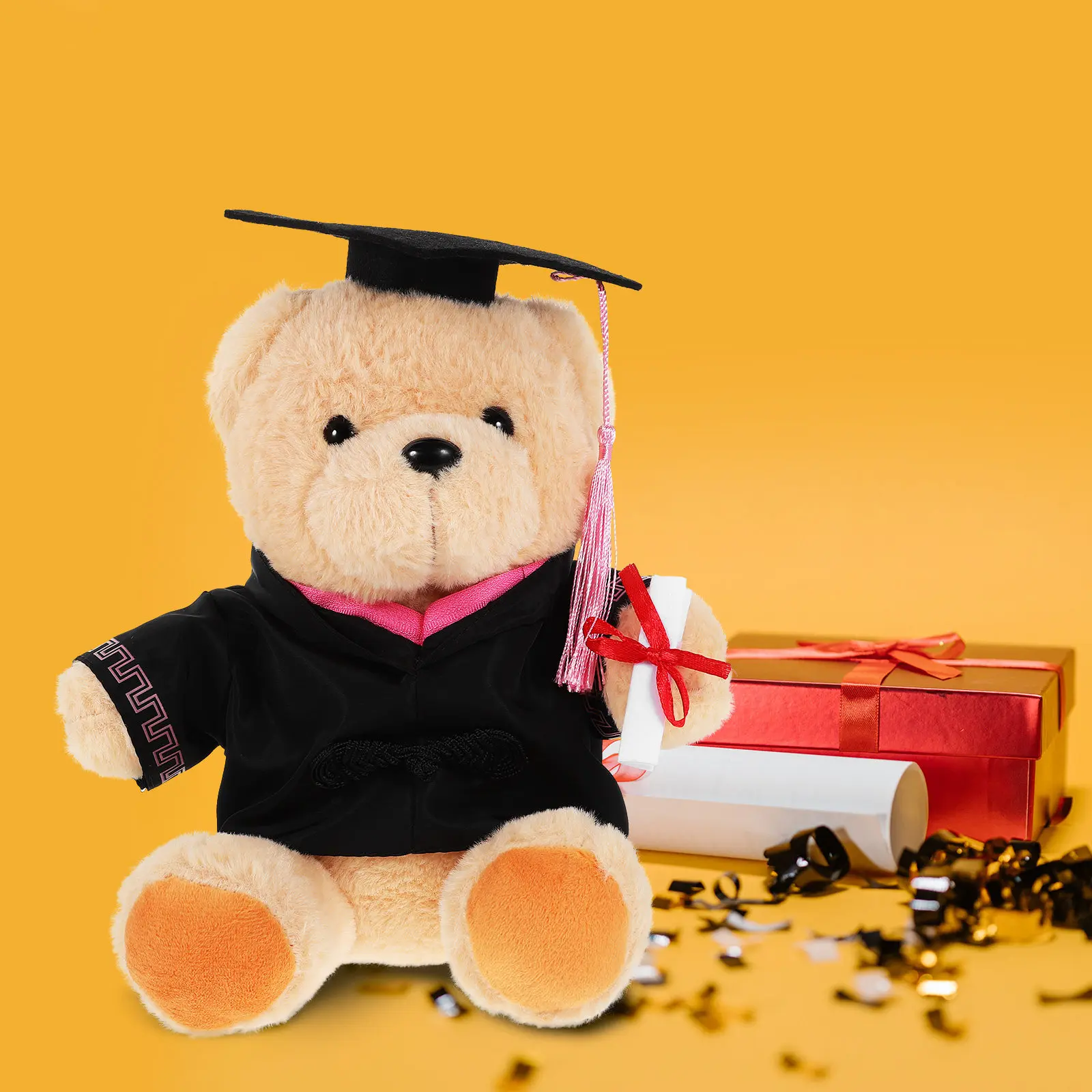 

Мягкая игрушка-медведь Доктор Бер с шапочкой выпускника, очаровательный, приятный на ощупь, тщательно выполненный, для украшения выпускной вечеринки