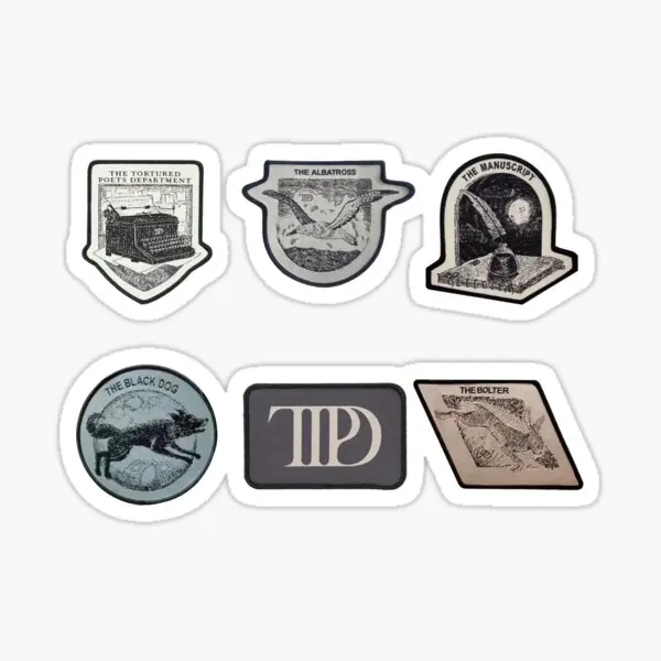 Ttpd Sticker Pack Patches The Tortured  5PCS Stickers for Room Car Water Bottles Decor  Luggage Wall Stickers Window Funny