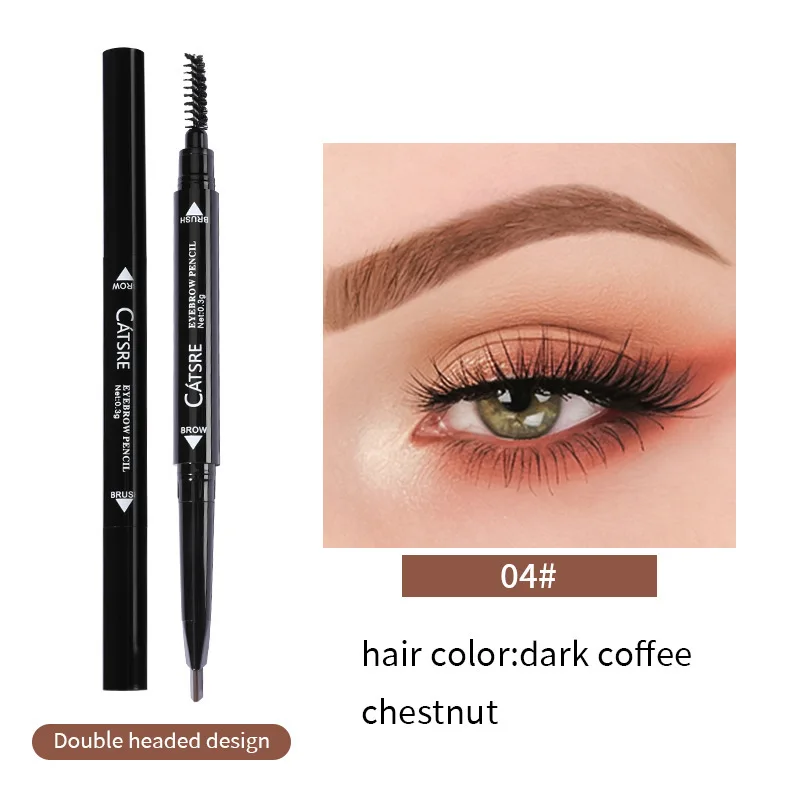 Stylo Eyeliner rotatif deux en un, Double tête, ombre à paupières, Durable, étanche, sans bavures, brosse à sourcils, Nature tridimensionnelle