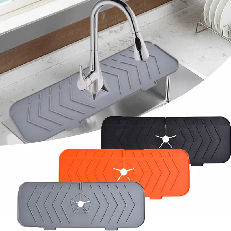 Kitchen Silicone Faucet Mat Sink Splash Guard Catcher Faucet Absorbent Mat Countertop Protector for Bathroom Kitchen Gadgets