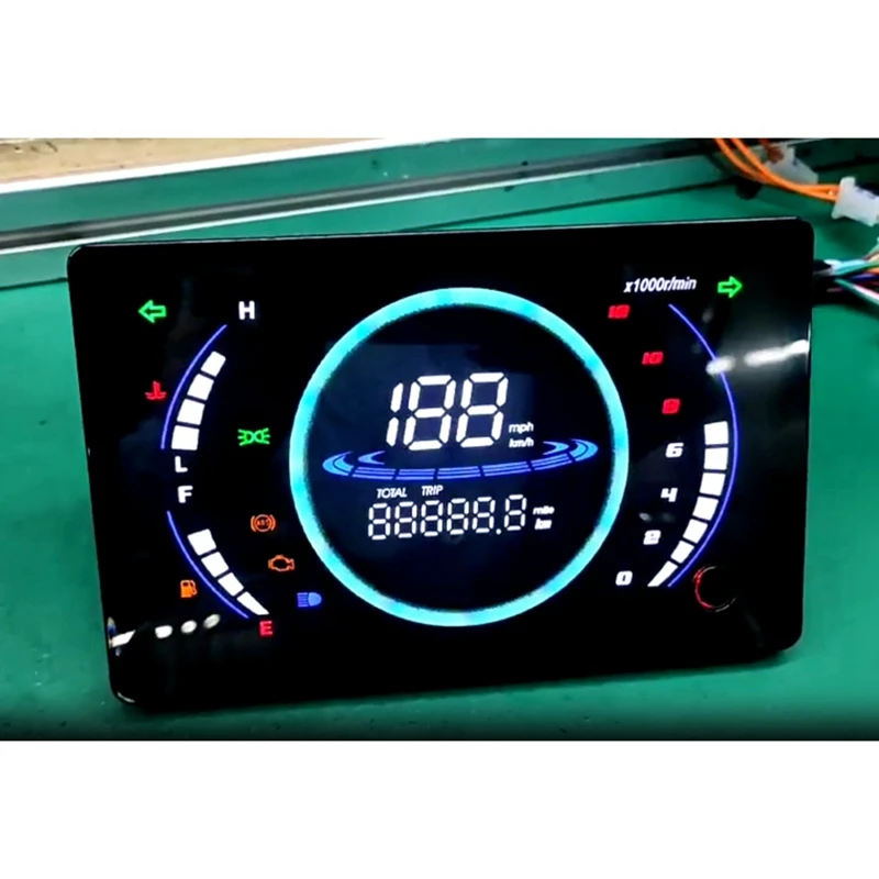 AC62-12V Universal Einstellbare LED Digital Motorrad Tacho RPM Dashboard Mit Temperatur Getriebe 199 Km/h