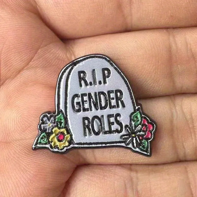 "R.I.P أدوار الجنس" شواهد القبور زهرة الموت بروش فريد غير منتظم الشكل مثالي حقائب الظهر معاطف الجينز