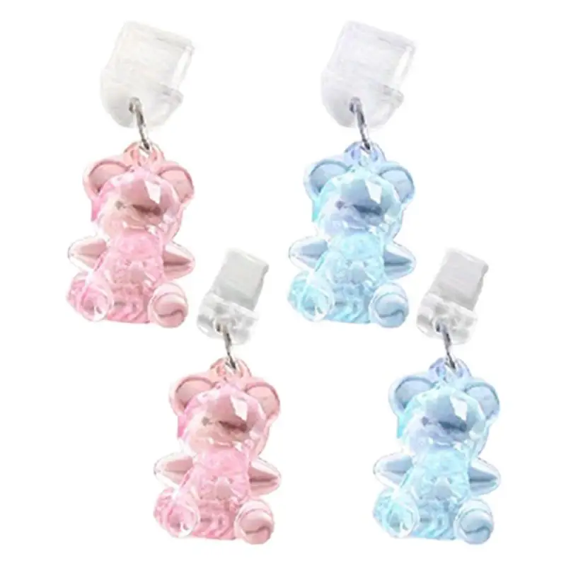 Urso bonito tipo C carregamento tampa do porto, poeira plug, acrílico portátil, telefone pingente, pequeno encantomóvel