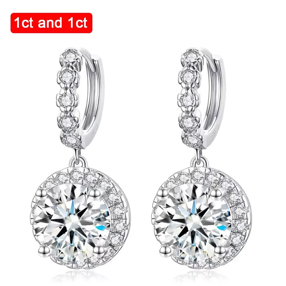 Serenity 1ct 2ct 3ct Moissanit Ohrringe für Frauen Hochzeitsgeschenk S925 Sterling Silber Runde Tasche Tropfen Ohrringe Schmuck vergoldet 18K