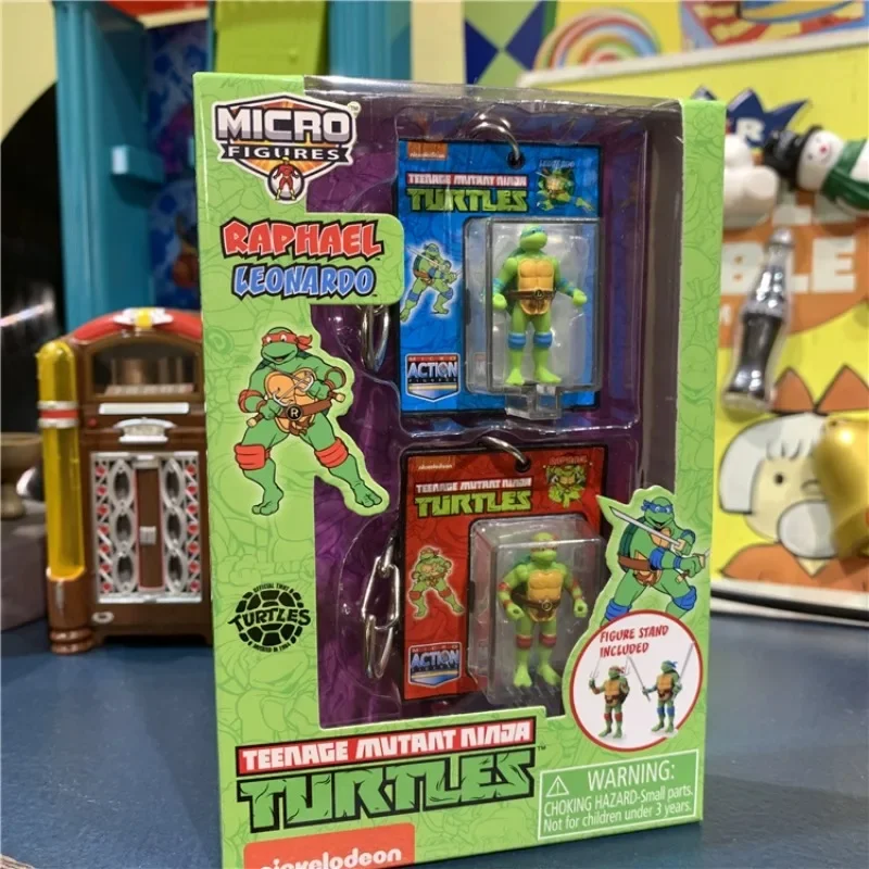 Worlds Smallest Anime Teenages Mutants Ninja Turtles Micro Leonardo Da Vinci Raphael Figure Collection Decoration Accessory Toys