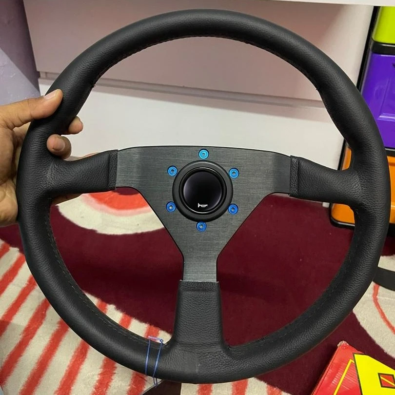 350mm MonteCarlo Leather Steering Wheel for MOMO NRG HKB OMP SPARCO hubs view 3
