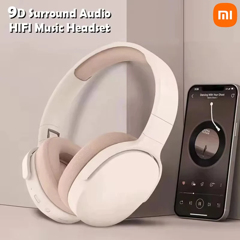 XIAOMI سماعة لاسلكية تعمل بالبلوتوث 5.3 سماعات فوق الأذن HIFI سماعات ستيريو رياضية حقيقية مع سماعات TF/AUX مشغل موسيقى مع ميكروفون