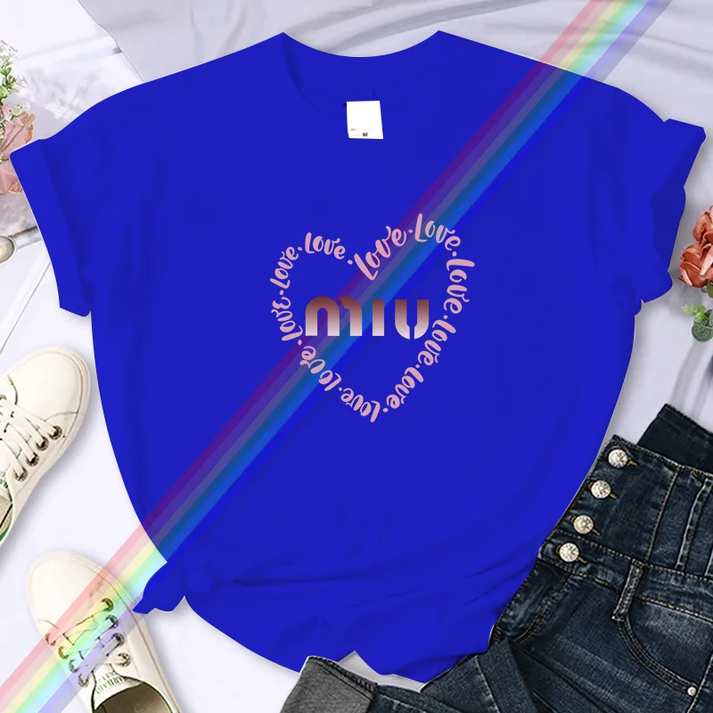 Voor Dames Luxe Liefdesbrief Hoogwaardig Zomer T-shirt met print 100% Katoen Casual Oversized Y2k Persoonlijkheid Mouw O-hals