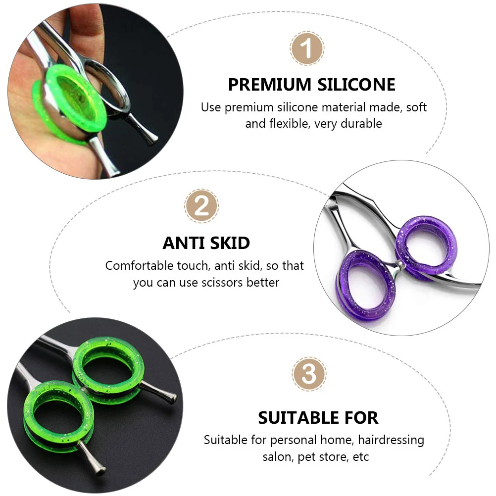 16pcs Hairdressing Scissors Accessories Pets Grooming Scissors Cover Loops with Scissor Silicone Finger Ring