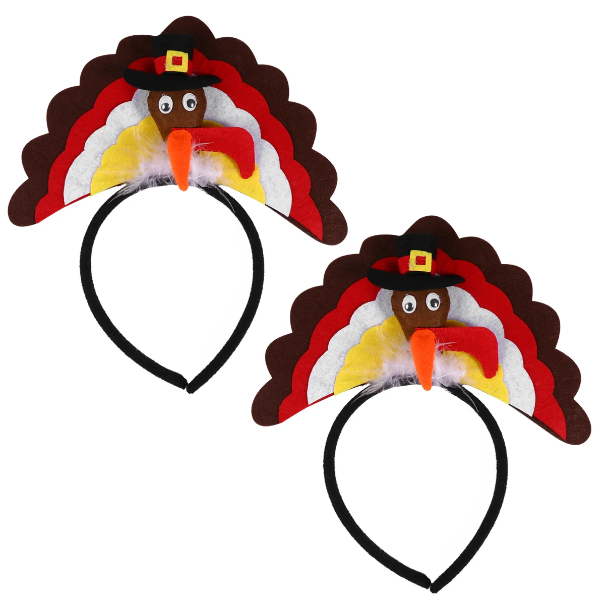 

2 Pcs Turkey Headband Party Supplies Thanksgiving Wear Hairband Clothing Felt Hoop Women's