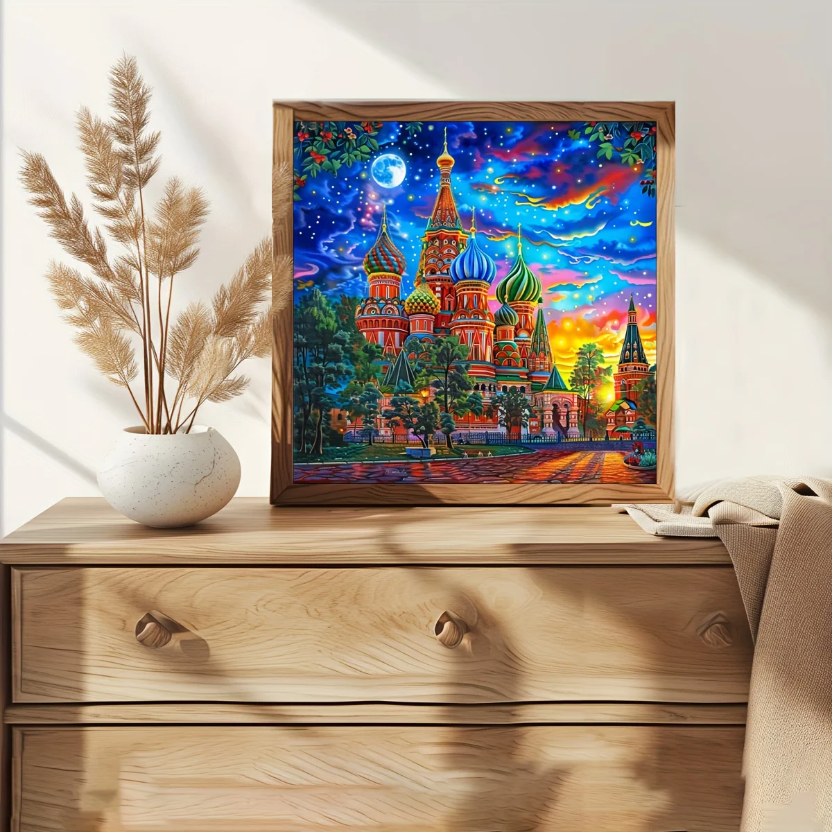 1PC 36X36cm/14.17X14.17inch, 11CT Print Cross Stitch DIY Kit, Cathedral Glow, Adult Beginner's Relaxed Cross Stitch
