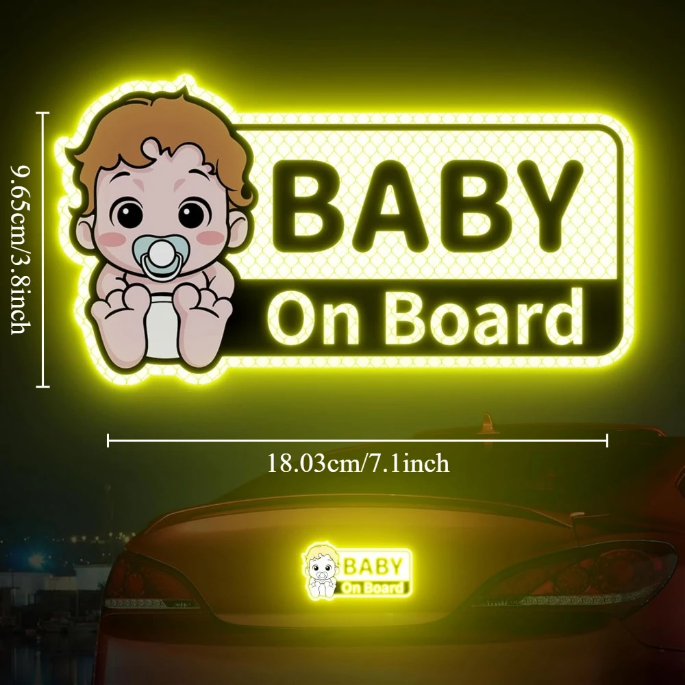 1PC Baby On Board Reflective Safety Warning Signs Car Stickers Waterproof Vinyl Decals Auto Bumper Trunk Body Vehicle Decoration