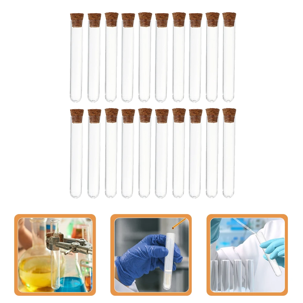 

50pcs Plastic Storage Tubes Clear Test Tubes Cork Lids for Bath Salt Candy Beads Plant Propagation Reusable Safe