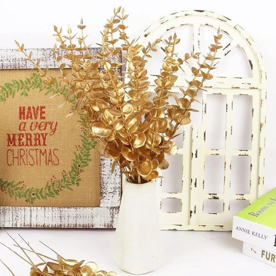 

Искусственные золотые листья эвкалипта