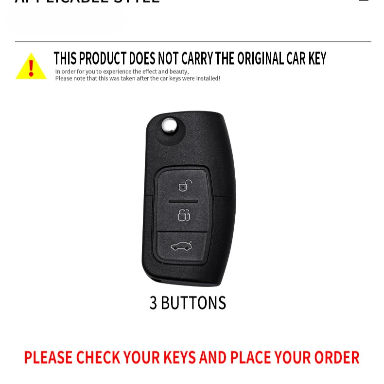 Metal Car Key Cover Fob Case Shell for Ford Focus 2 3 Mondeo Fiesta Galaxy C-MAX S C Max 3 Bottons Flip Folding Key 2011 2010 view 2