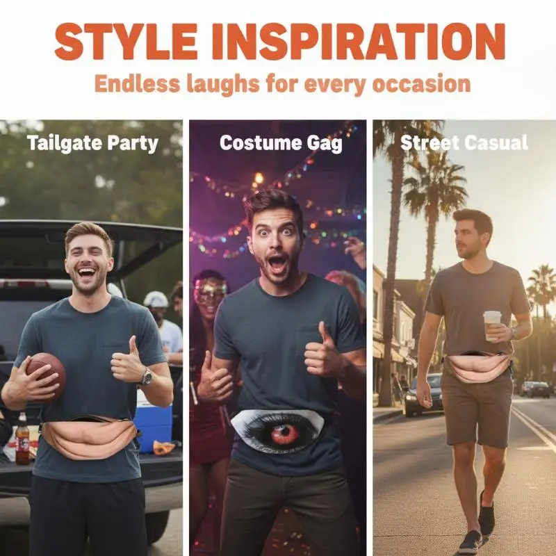 Neuartige, realistische „Dad Bod“-Gürteltasche mit versteckter Tasche, lustige, geräumige Hüfttasche für Halloween-Partys, zum Scherzen und für die tägliche Aufbewahrung. – Detail 7