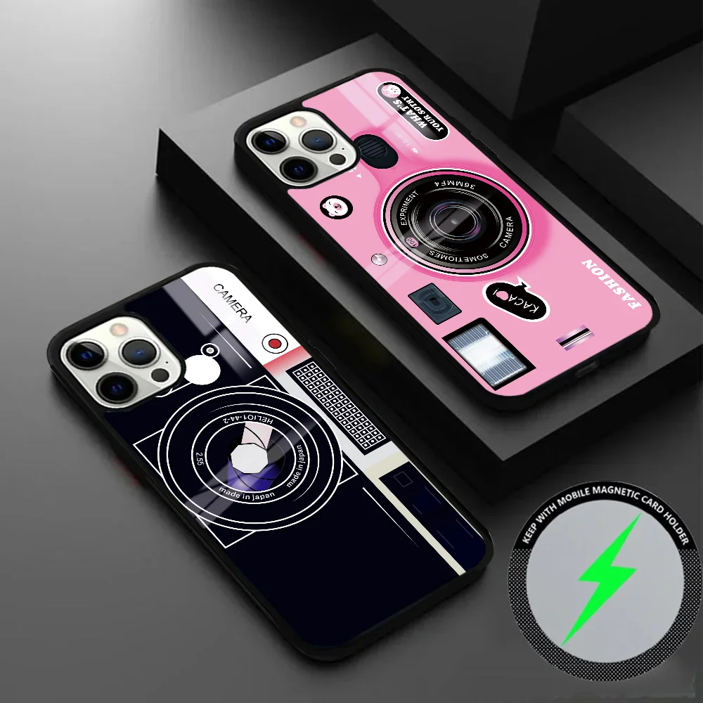 Vintage Prank Camera Phone Case For IPhone 16 15 14 13 12 11 Pro Max Plus Mini Magsafe Mirror Wireless Magnetic Cover