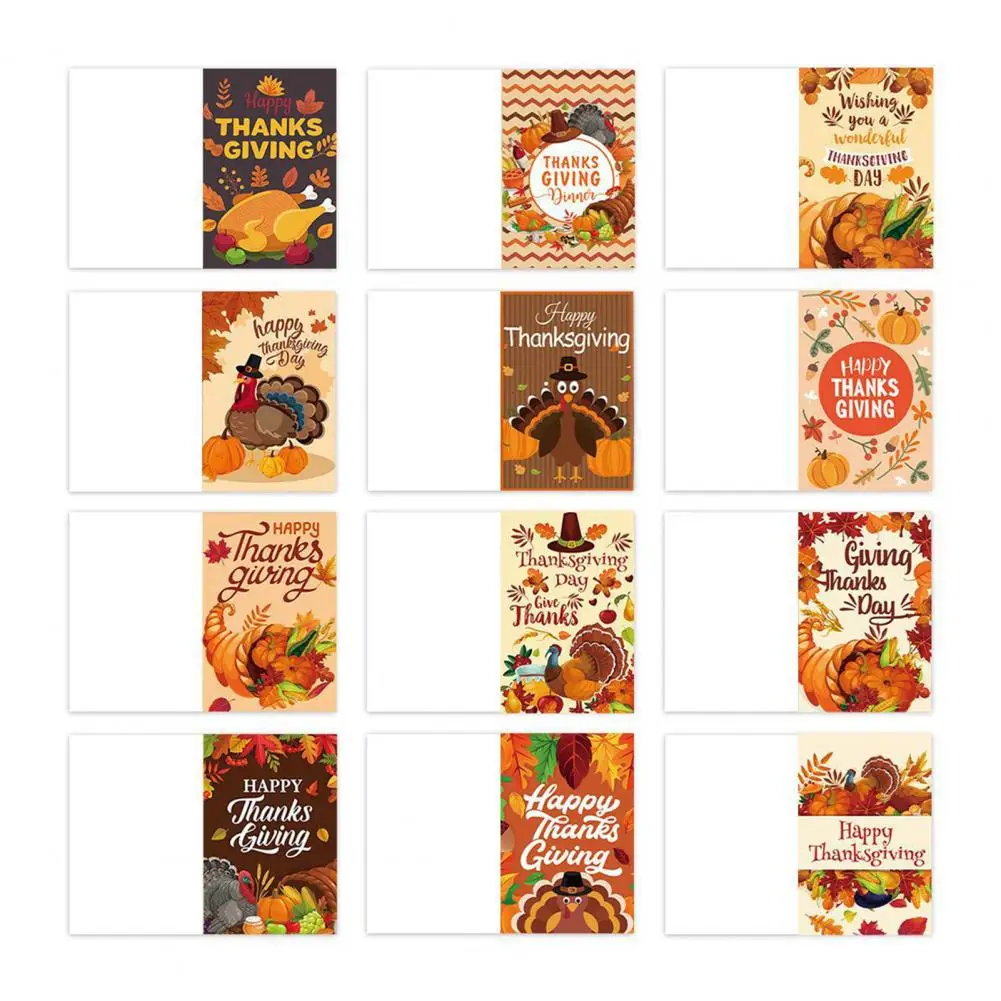 Thanksgiving Greeting Card Autumn Harvest Card Vintage Fall Thankful Greeting Cards Set with Envelope Seal Stickers for Wedding