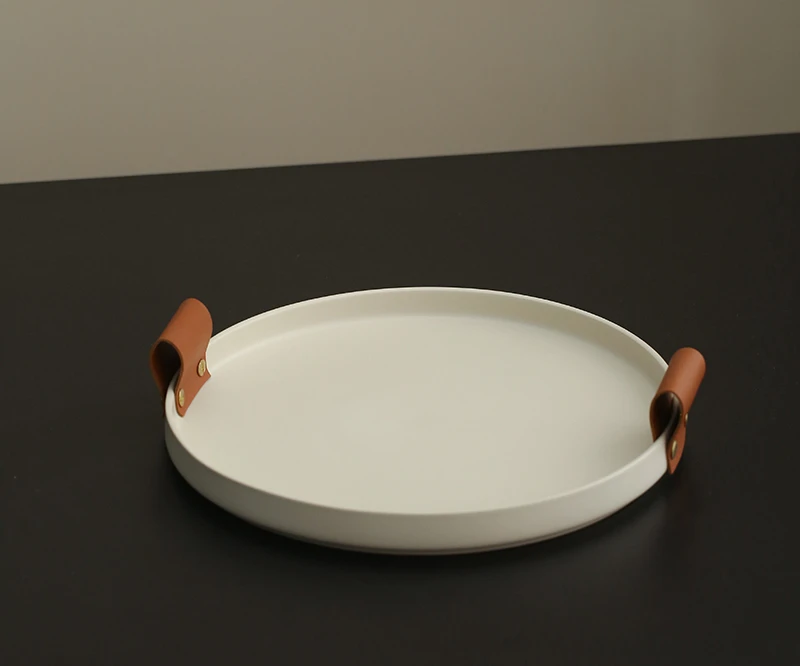 

Medieval binaural fruit plate tray ceramic high value light luxury high-end decorative storage plate Chinese style