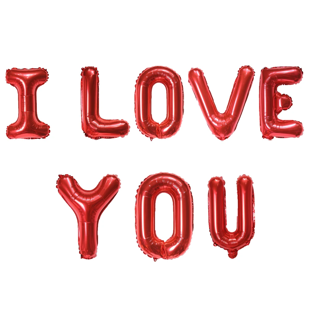 مجموعة بالونات أحبك بتلات حمراء مقلدة على شكل قلب من الألومنيوم بالون من فيلم عيد الحب لتزيين اقتراح الزفاف #4
