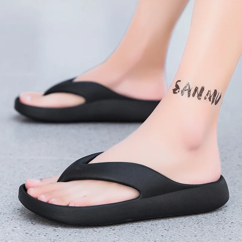 

2025 Sandals Comfort Shoes for Men's Female Summer Flip Flops Platform Roman Style Low Heels Black Fashion Casual Men Shoes