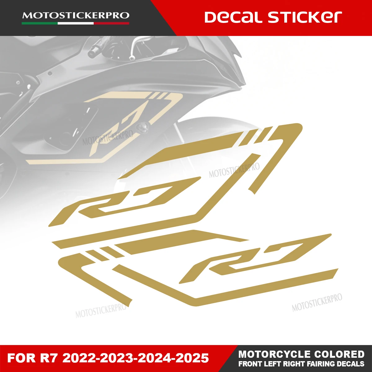 For YZF-R7 2022-2025 Motorcycle Left Right Fairing Stickers Multi Color Matte Gold Red Black White Decor Vinyl Decals
