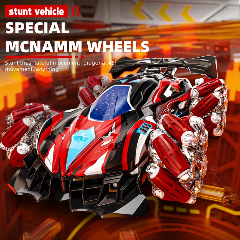 Dual-mode watch remote control stunt car: dual-mode control cool special effects, children's multi-function spray stunt car toy