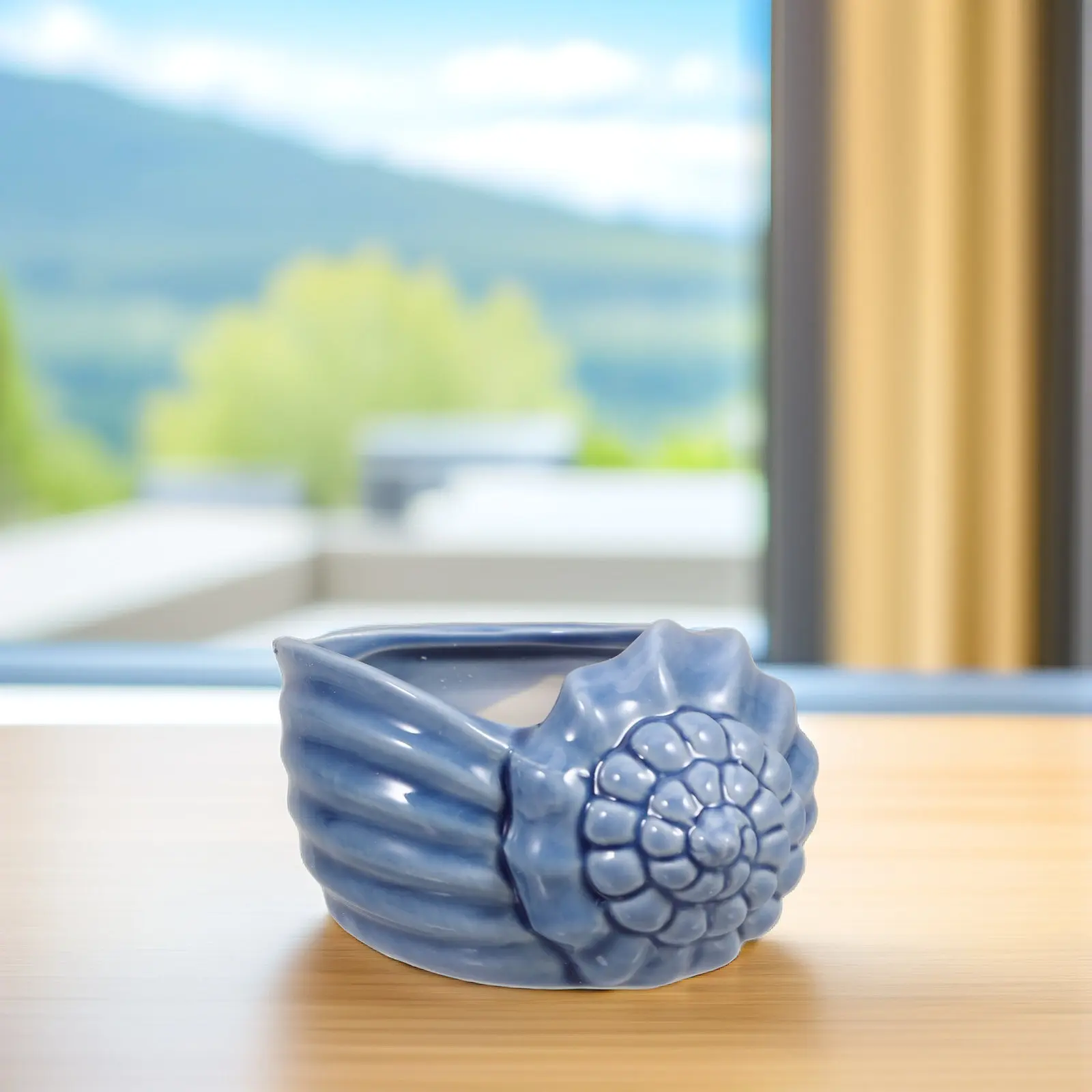 Ceramic Shell Planter Pot with Drainage Hole for Succulent Bonsai Indoor Outdoor Garden Home Decor