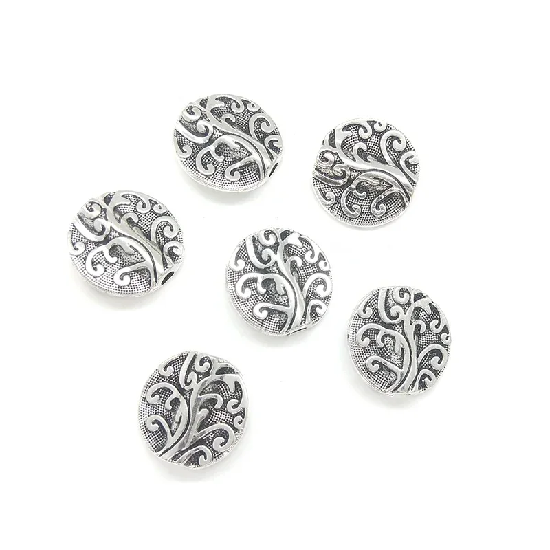 New Fashion 6pieces 20MM Zinc Alloy  Round Sculptured Metal Beads for DIY Bracelet Necklace Jewelry Accessories