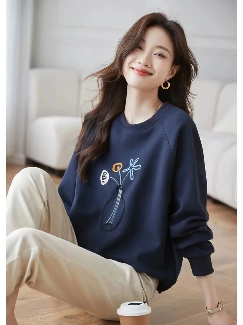 

Outlet Женская модная круглая хлопковая толстовка Ne Slim Long Sve Весна-Осень Sli Удобная хлопковая толстовка Ne Sweat...