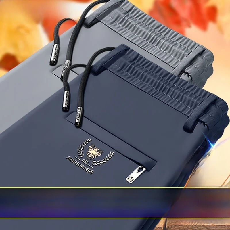 

Повседневные брюки с эластичной резинкой на талии для мужчин среднего возраста и лет, эластичные брюки для папы, повседневные длинные брюки для бизнеса, осень-зима