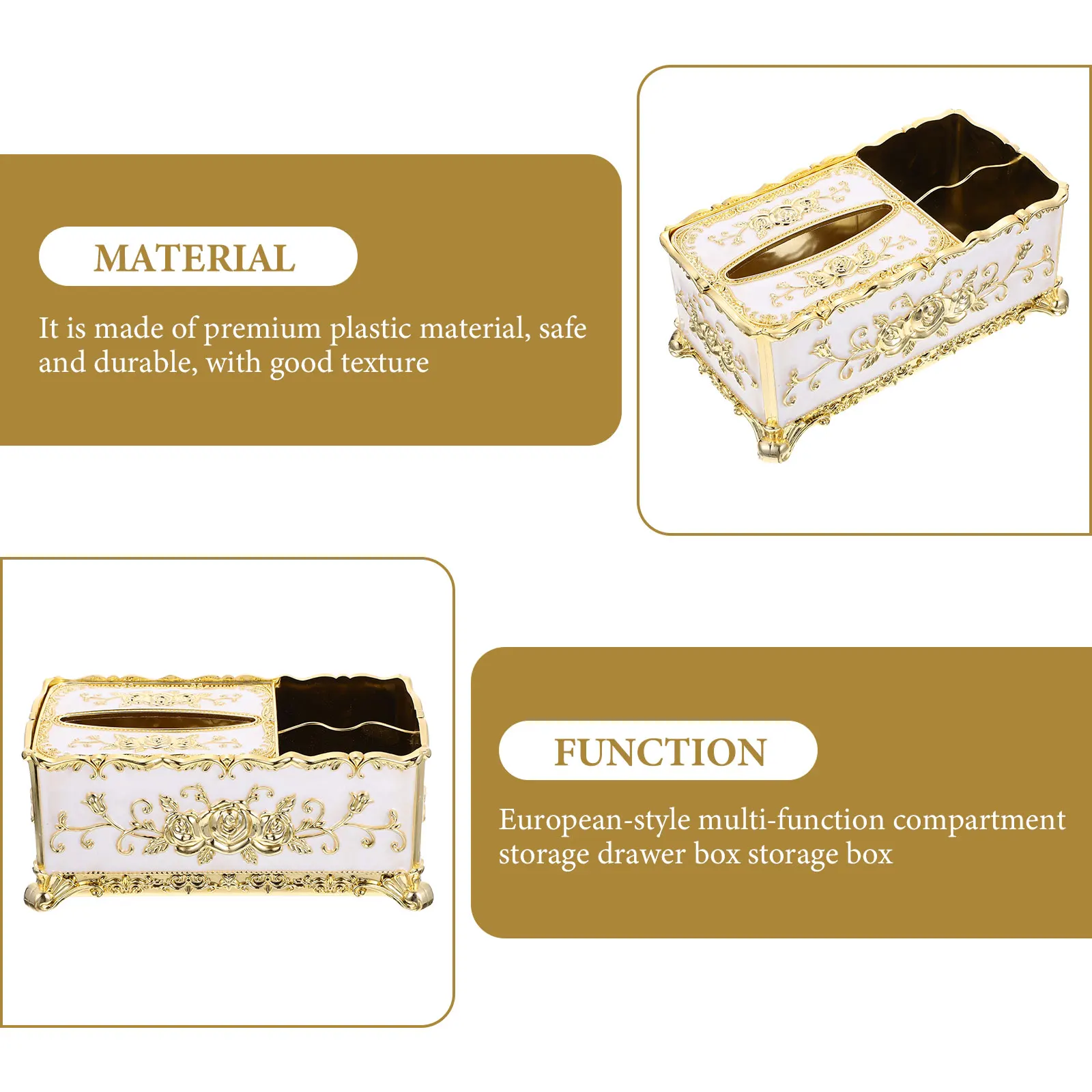 

Premium Household Tissue Box European Style Napkin Box Desktop Storage Case Remote Control Organizer Tabletop Organizer
