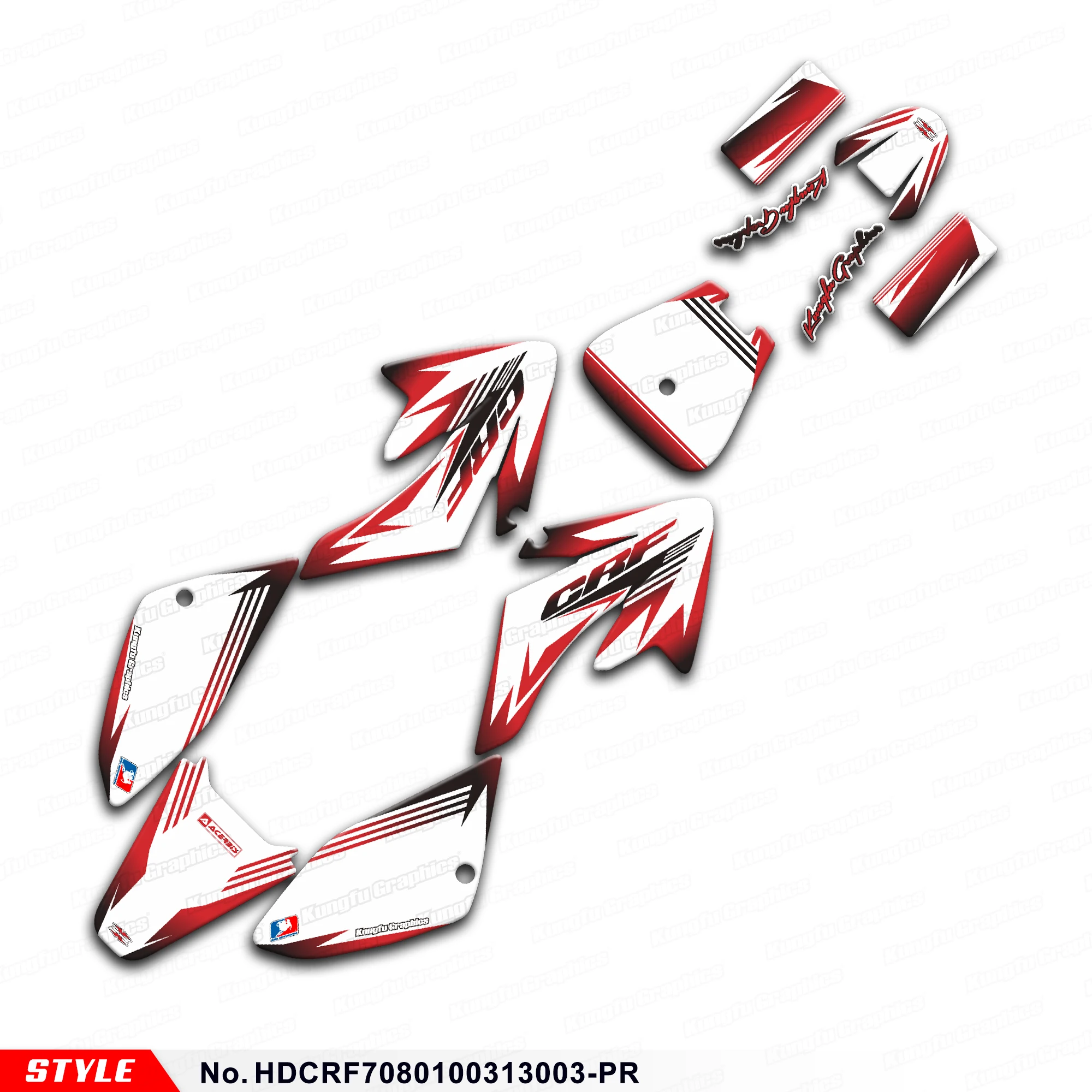 Motorcycle Graphics Motorcycle Decals for Honda CRF 70 2003-2013 & CRF 80 100 2004-2010, HDCRF7080100313003-PR