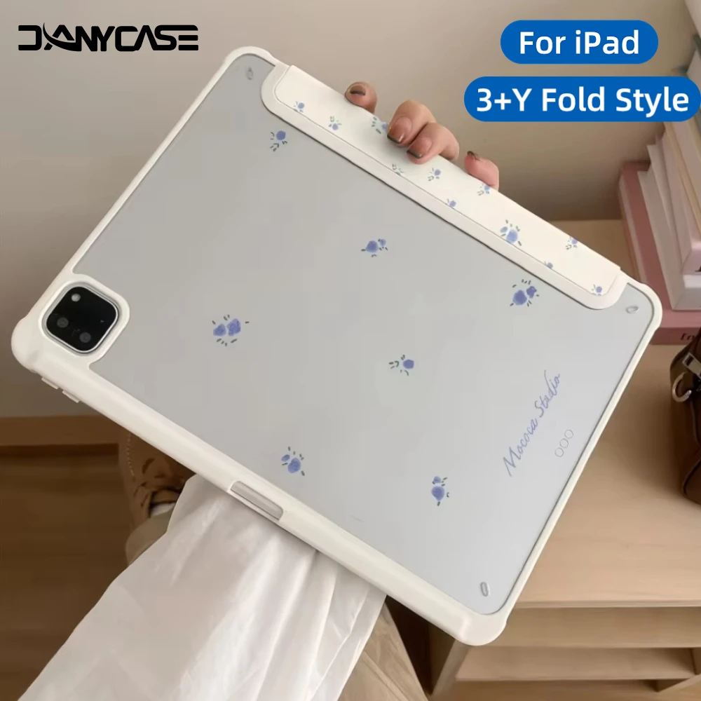 

Чехол типа 3+Y с держателем для карандашей для ipad Air Чехол 7-го поколения для iPad A16 11-го 10-го 10,2 дюйма Mini6 /7 Air5/4 Pro 12,9 11 13 M3 M4 M2
