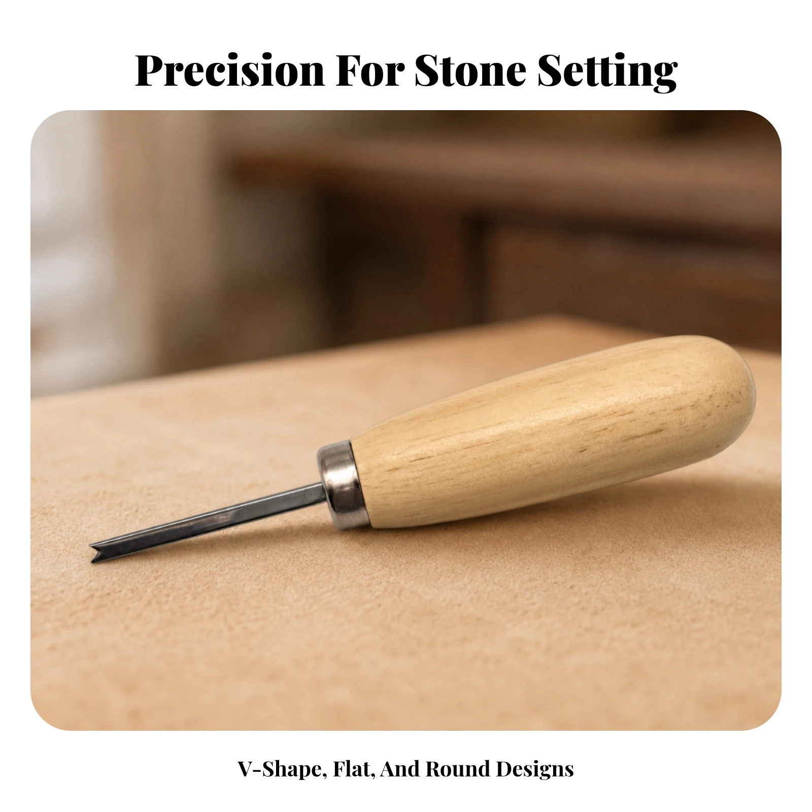 Hand Engraving Tool Ergonomic Jewelry Inlay Tool Carving Implement with Wooden Handle Portable Rust-Resistant for Jewelers