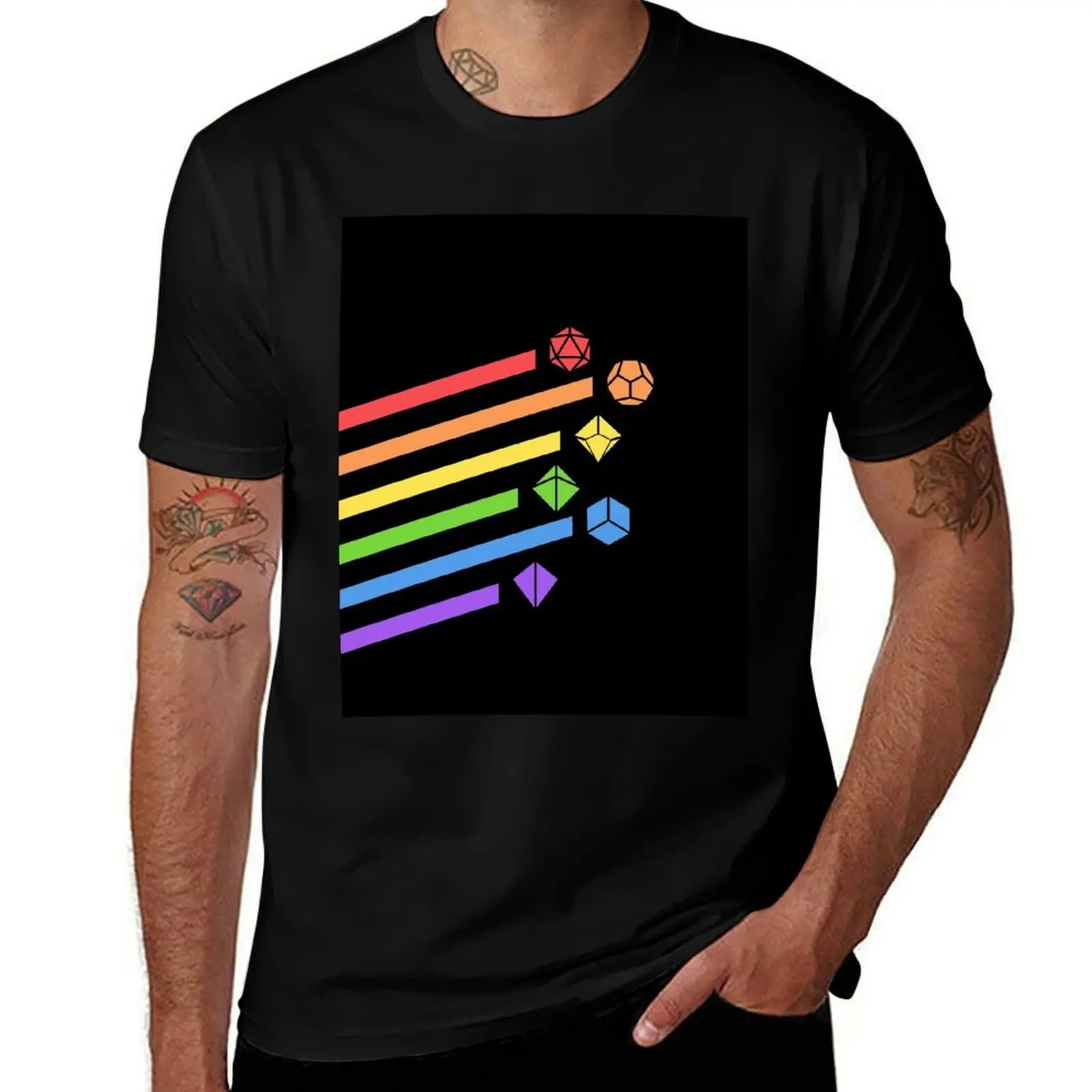 

Rainbow Dice Set Tabletop RPG Gaming T-Shirt cotton t shirts high quality man t shirts graphic