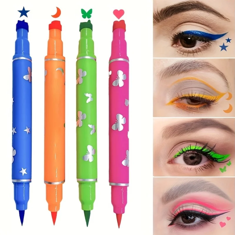 4色シールアイライナー、シングル2in1アイライナー、バタフライハート柄シール、極細カラーアイライナー、ステージメイクアップエフ