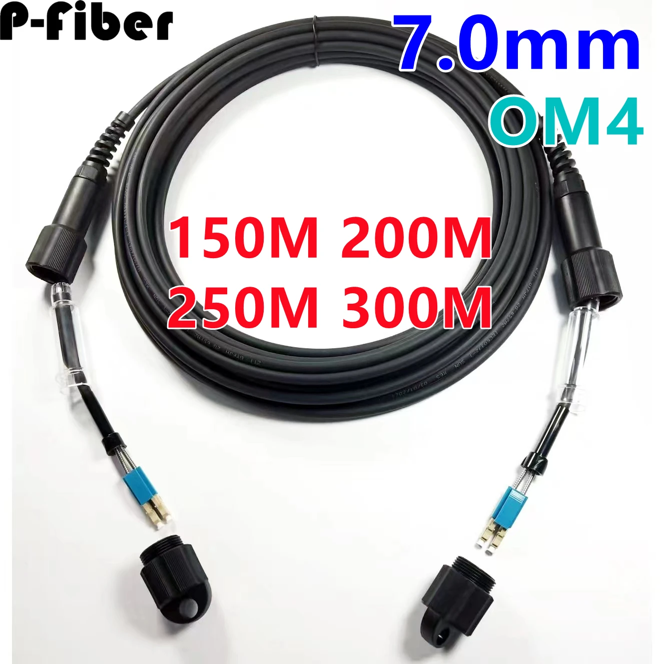 150m200m250m300m OM4 patch cord 7.0mm 2C CPRI LC SC FC outdoor waterproof FTTH jumper optical fiber armored cable 2 core