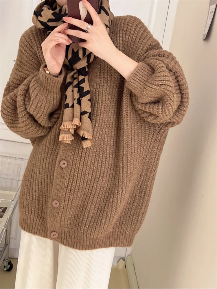 Cardigan Women Solid Simple All-match Autumn Temperament New Warm Young Age-reducing Basics Korean Style Ladies Vintage Elegant