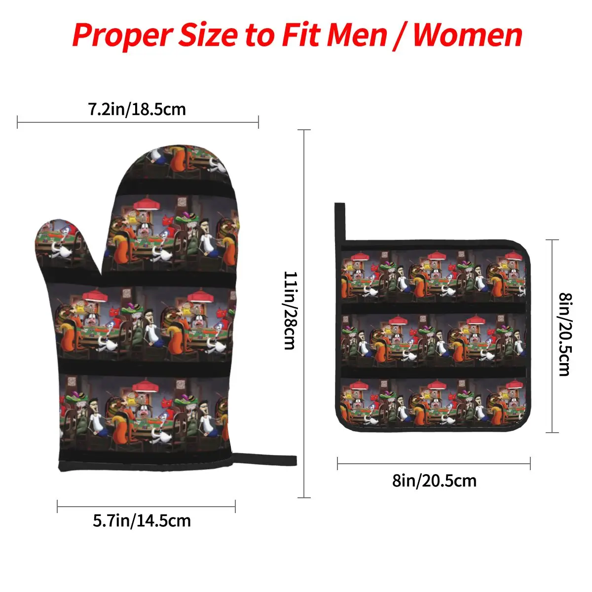 Stupid Dog Oven Mitts and Pot Holder Sets of 4 for Baking Kitchen Cooking Grilling Resistant Non-Slip Gloves