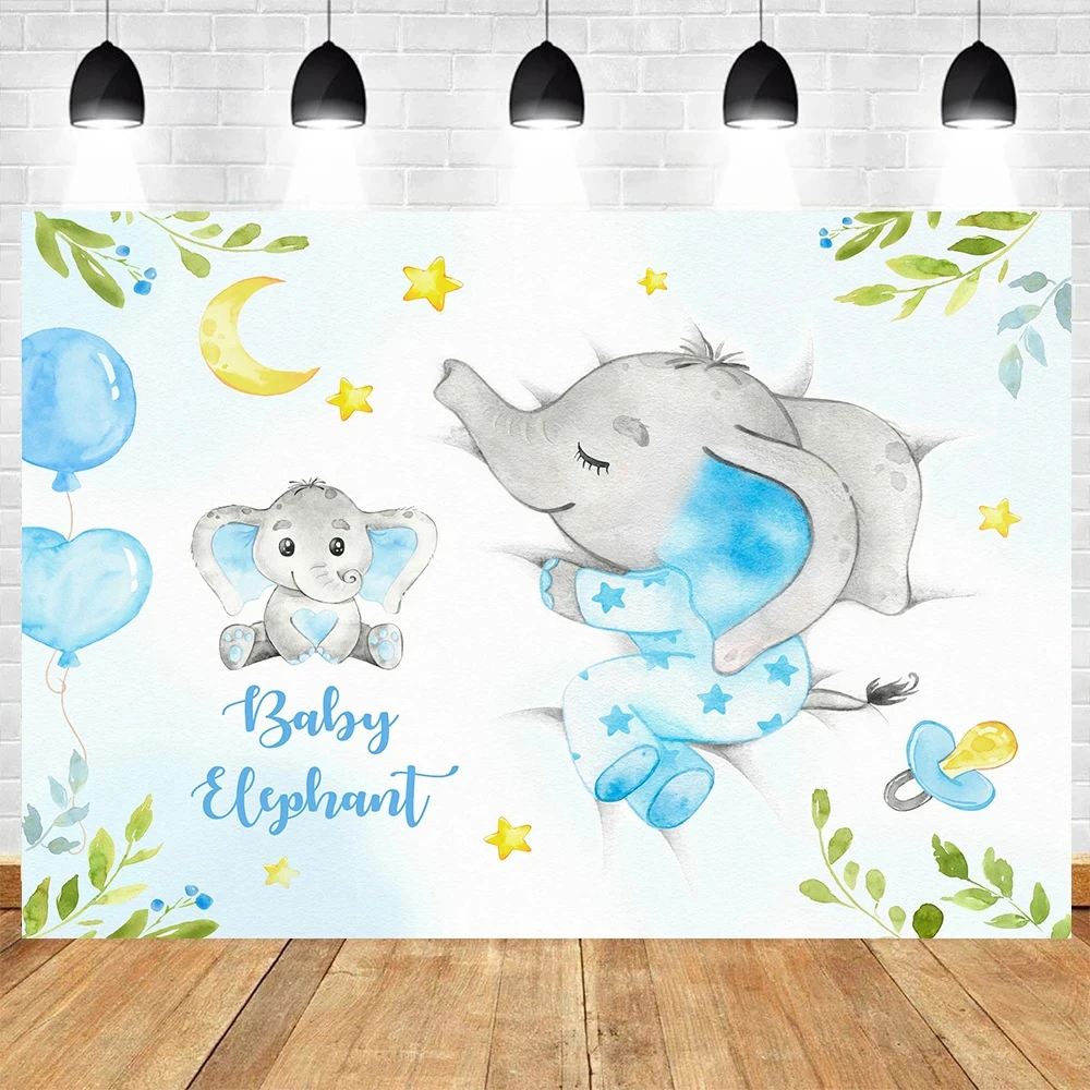 Elephant flower Backdrop Newborn Boy Girl 1st Birthday Party Photography Backdrop Baby Shower Party Decorations Photo Background