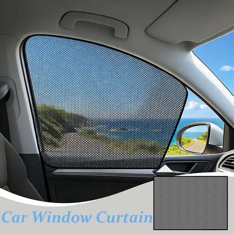 

1PC Magnetic Car Side Window Sunshade Double Thickness Mesh UV Protection Sun Visor Universal Auto Sun Shade Curtain Car Curtain