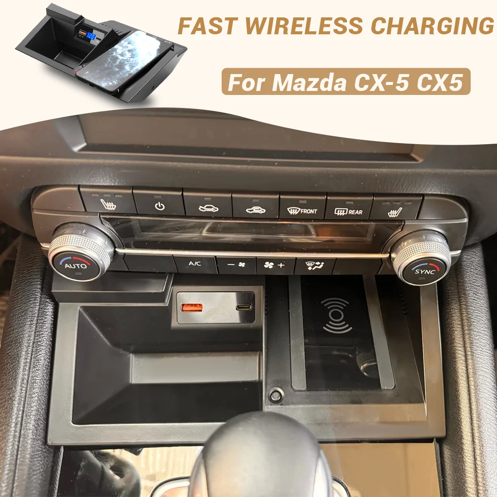 

Автомобильное беспроводное зарядное устройство Plug and play для Mazda CX-5 CX5, держатель для телефона, аксессуары для центральной консоли, внутренняя отделка