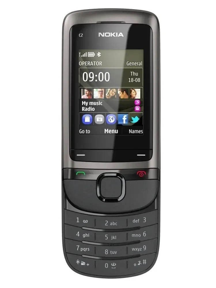 غطاء منزلق لهاتف Nokia C2-05 GSM مزود بتقنية البلوتوث وموسيقى الهاتف المحمول