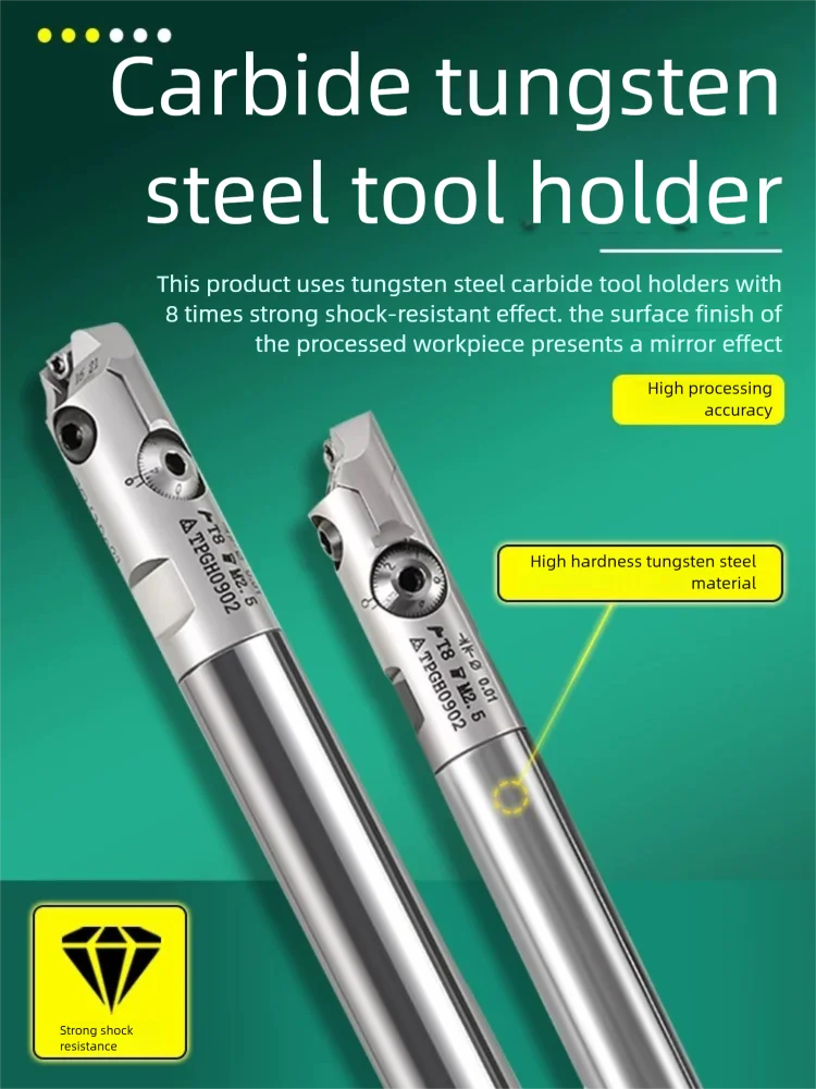 SDJ Adjustable Small Bore Boring Bar 8x Anti-Vibration Micro-Adjustable Boring Head Kit for Machining Center Precision Tools ﻿