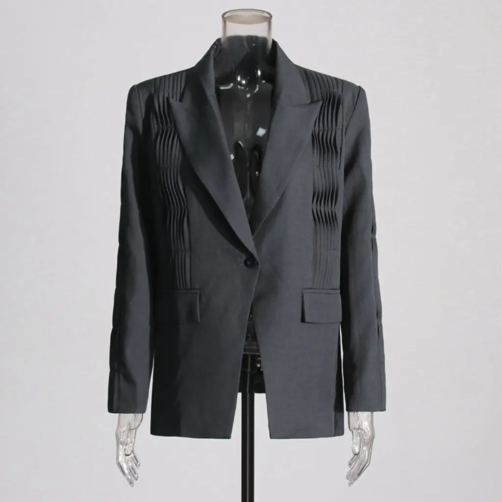 

Женский плиссированный дизайнерский пиджак с австралийским показом, свободный профиль, универсальный маленький новый нишевый индивидуальный модный топ