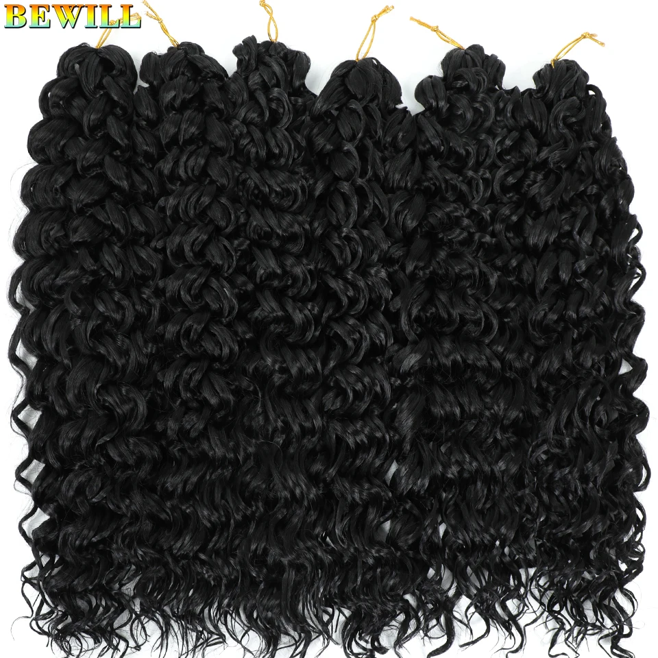 BEWILL GoGo Curl Häkelhaar 14 18 Zoll Wasserwelle Strand Curl Häkelhaar Ombre Synthetische böhmische Zöpfe Haarverlängerungen 1B – Detail 18