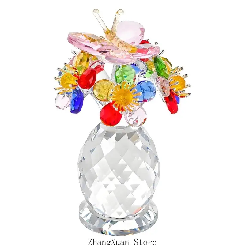 Klare facettierte Kristallblumenfigur für Eingangsregal und Beistelltischdisplay 3XUF – Detail 2