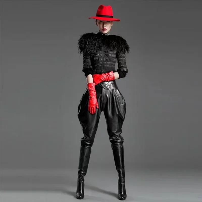 Women Fashionable and Elegant Faux Leather Shorts , Ladies' Retro Style PU Short Pants With Pocket, Support Customization